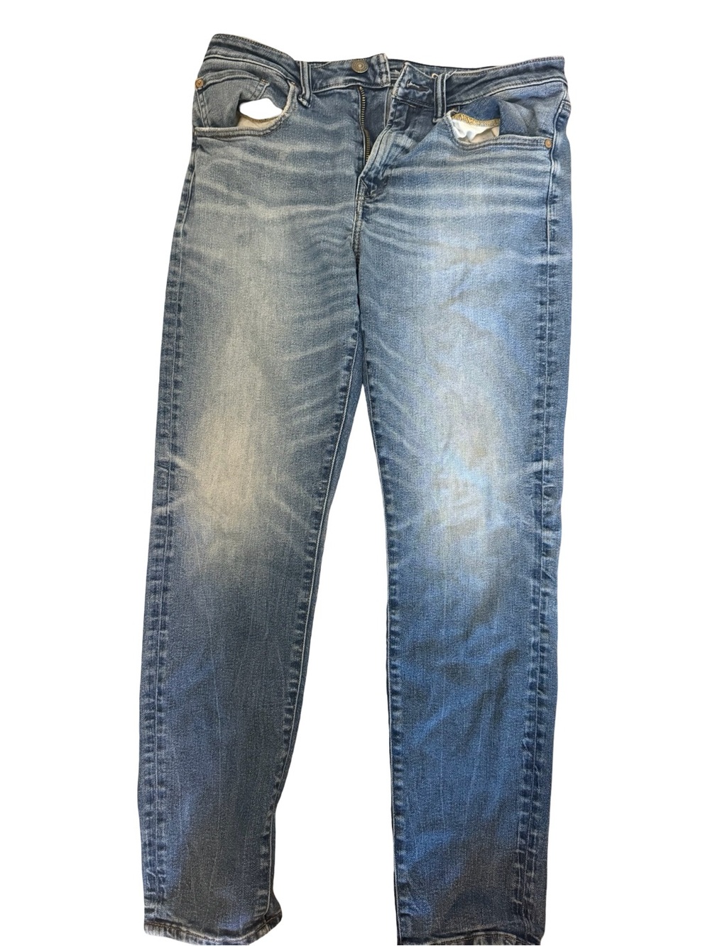 American Eagle Outfitters Light Blue Denim Jeans with Gold Stitching
